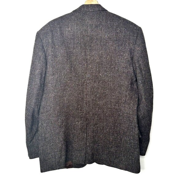 Vintage Harris Tweed Wool Blazer Mens Sport Coat Two Button Jacket Brown 42 T - Picture 2 of 16
